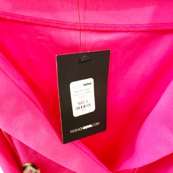 🆕 Fashion Nova “Take Me Away” High Low Ultra Pink Dress…NEW!!! Size Small - Picture 11 of 11